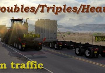 Мод ATS Doubles/Triples/Heavy Trailers in Traffic v1.1 для American Truck Simulator (v1.32.x)