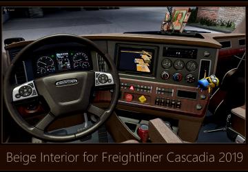 Мод Beige Interior for Freightliner Cascadia 2019 v1.0 для American Truck Simulator (v1.40.x)