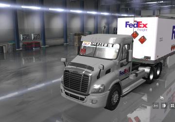 Мод Freightliner Day Cab + Fedex 28 Pup Trailer v1.0 для American Truck Simulator (v1.35.x, 1.36.x)