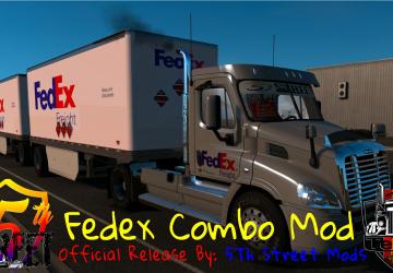 Мод Freightliner Day Cab + Fedex 28 Pup Trailer v1.0 для American Truck Simulator (v1.35.x, 1.36.x)