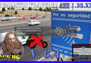 Мод Realistic traffic версия 6.4 для American Truck Simulator (v1.38.x)