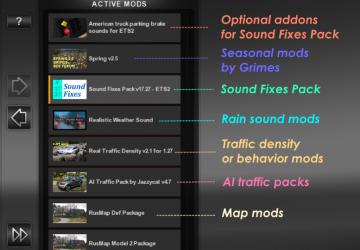 Мод Sound Fixes Pack версия 18.18 для American Truck Simulator (v1.32.x)