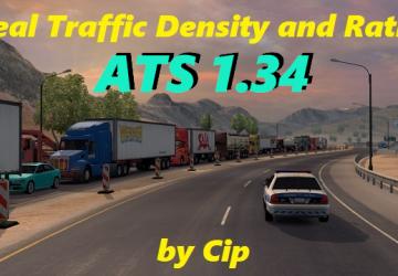 Мод Real Traffic Density версия 1.34b для American Truck Simulator (v1.32.x, - 1.34.x)