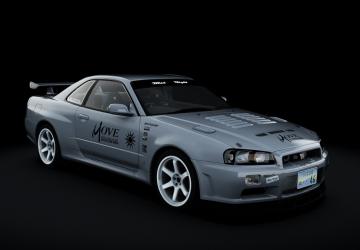 Мод 2002 Nissan Skyline GTR R34 V-Spec II Black Sun Stock v0.2 для Assetto Corsa