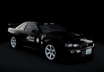 Мод 2002 Nissan Skyline GTR R34 V-Spec II Black Sun Stock v0.2 для Assetto Corsa