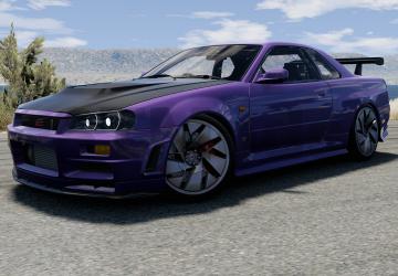 Мод NIssan Skyline R34 GTR версия 1.0 для BeamNG.drive (v0.34.x)