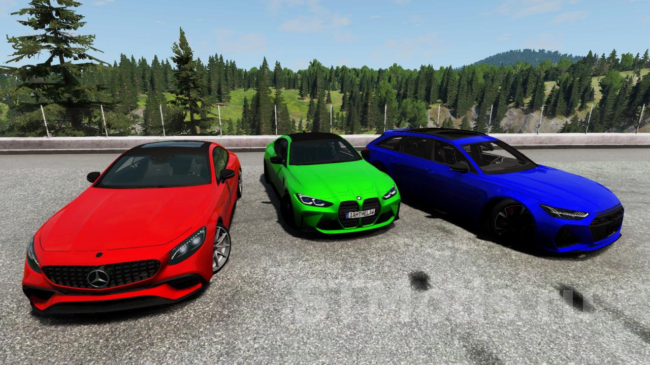 Скачать мод Пак Mercedes Audi BMW версия 1.0 для BeamNG.drive (v0.23)