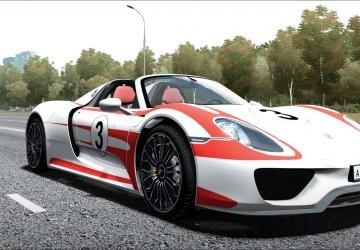 Мод 2014 Porsche 918 Spyder версия 03.03.21 для City Car Driving (v1.5.8 - 1.5.9.2)