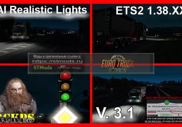 Мод AI Realistic lights версия 3.2 для Euro Truck Simulator 2 (v1.38.x)