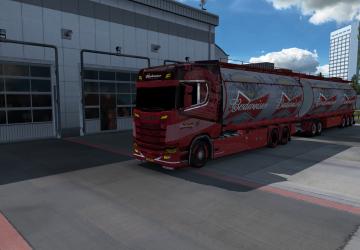 Мод BDF Tandem Budweiser версия 1.0 для Euro Truck Simulator 2 (v1.37.x, 1.38.x)