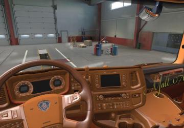 Мод Brown & Alcantara Interior for Scania 2016 v1.0 для Euro Truck Simulator 2 (v1.38.x)