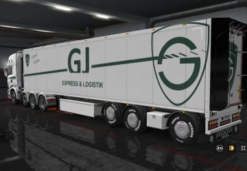 Мод Cкин «GJ Express» для своего прицепа и Scania R 2009 v1.0 для Euro Truck Simulator 2 (v1.32.x, - 1.34.x)