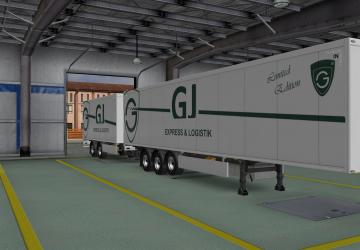 Мод Cкин «GJ Express» для своего прицепа и Scania R 2009 v1.0 для Euro Truck Simulator 2 (v1.32.x, - 1.34.x)