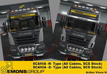 Мод Cкин пак «Emons Group / Van Huët Logistics» для прицепа и Scania R,S v1.0 для Euro Truck Simulator 2 (v1.32.x)