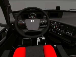 Мод Интерьер Volvo FH16 2012 Black Red Mod версия 1.1 для Euro Truck Simulator 2 (v1.27-1.28)