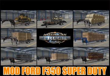 Мод FORD F350 Super Duty + Trailer версия 1.0 для Euro Truck Simulator 2 (v1.45.x, 1.46.x)