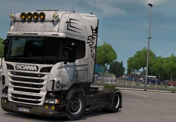 Мод Грязный скин «Black&White» для Scania R&S RJL v1.0 для Euro Truck Simulator 2 (v1.38.x, - 1.40.x)