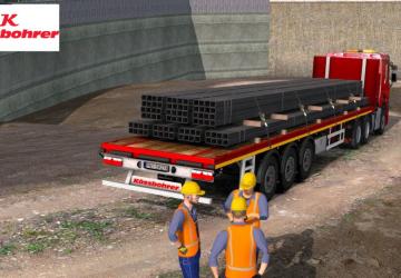 Мод Kassbohrer Flatbed Trailer версия 1.2 для Euro Truck Simulator 2 (v1.47.x)