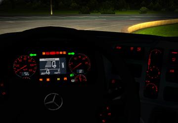 Мод Красная подсветка приборки для Mercedes Actros Mp3 v1.0 для Euro Truck Simulator 2 (v1.35.x, 1.36.x)