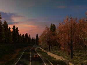 Мод Late Autumn «Поздняя осень» Weather Mod версия 5.1 для Euro Truck Simulator 2 (v1.28.x)