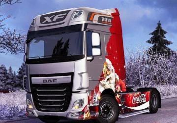 Мод Новогодний скин Coca-Cola для DAF XF Euro 6 v1.0 для Euro Truck Simulator 2 (v1.28.x, - 1.32.x)