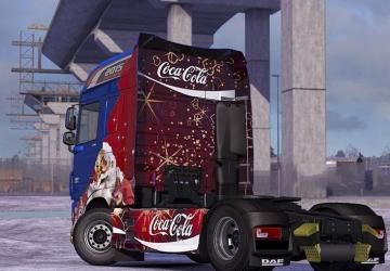 Мод Новогодний скин Coca-Cola для DAF XF Euro 6 v1.0 для Euro Truck Simulator 2 (v1.28.x, - 1.32.x)