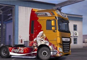 Мод Новогодний скин Coca-Cola для DAF XF Euro 6 v1.0 для Euro Truck Simulator 2 (v1.28.x, - 1.32.x)