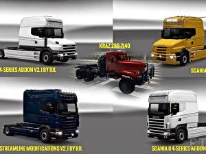 Мод Pack 7 compt. Trucks of Powerful Engines Pack + Transmissions v9.0 для Euro Truck Simulator 2 (v1.26)