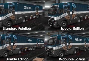 Мод Пак скинов «Globex» для прицепа и грузовиков v1.0 для Euro Truck Simulator 2 (v1.32.x, - 1.36.x)