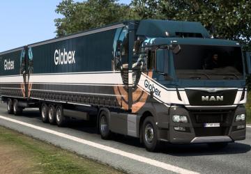 Мод Пак скинов «Globex» для прицепа и грузовиков v1.9.2 для Euro Truck Simulator 2 (v1.39.x, 1.40.x)
