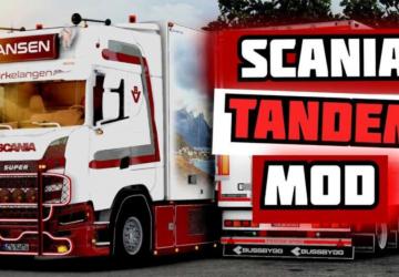 Мод Scania S580 Tandem Hansen версия 1.5 для Euro Truck Simulator 2 (v1.54.x)