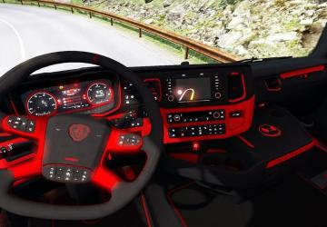 Мод Scania S&R CMI Black & Red Interior версия 1.0 для Euro Truck Simulator 2 (v1.35.x, 1.36.x)