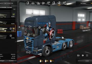 Мод Скин Captain America для Scania Streamline v1.0 для Euro Truck Simulator 2 (v1.35.x, 1.36.x)