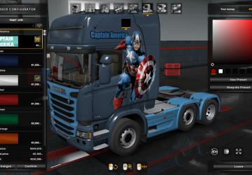 Мод Скин Captain America для Scania Streamline v1.0 для Euro Truck Simulator 2 (v1.35.x, 1.36.x)