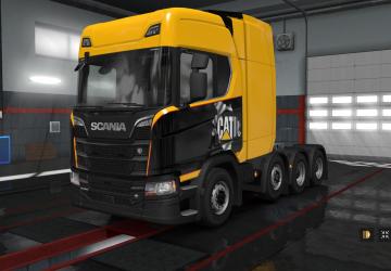 Мод Скин Caterpillar для Scania S&R Next Gen  8x4 v1.0 для Euro Truck Simulator 2 (v1.31.x)