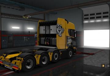 Мод Скин Caterpillar для Scania S&R Next Gen  8x4 v1.0 для Euro Truck Simulator 2 (v1.31.x)