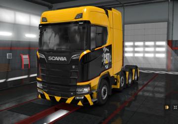 Мод Скин Caterpillar для Scania S&R Next Gen  8x4 v1.0 для Euro Truck Simulator 2 (v1.31.x)