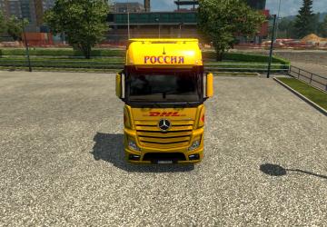 Мод Скин DHL для Mercedes Actros MP4 версия 1.0 для Euro Truck Simulator 2 (v1.30.x)