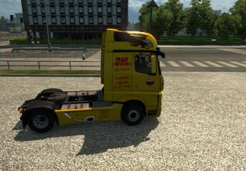 Мод Скин DHL для Mercedes Actros MP4 версия 1.0 для Euro Truck Simulator 2 (v1.30.x)