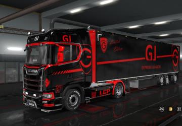 Мод Скин «GJ Express black & red» для прицепа и Scania S 2016 v1.0 для Euro Truck Simulator 2 (v1.32.x, - 1.34.x)