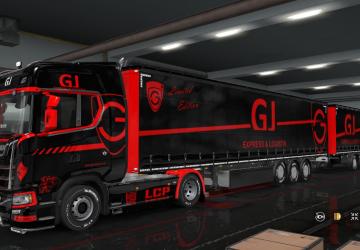 Мод Скин «GJ Express black & red» для прицепа и Scania S 2016 v1.0 для Euro Truck Simulator 2 (v1.32.x, - 1.34.x)