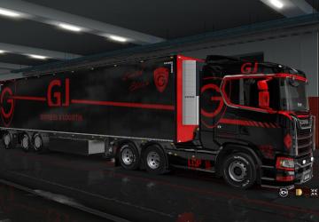 Мод Скин «GJ Express black & red» для прицепа и Scania S 2016 v1.0 для Euro Truck Simulator 2 (v1.32.x, - 1.34.x)