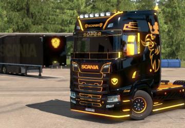 Мод Скин Golden Griffin для Scania S и прицепа v1.0 для Euro Truck Simulator 2 (v1.34.x)