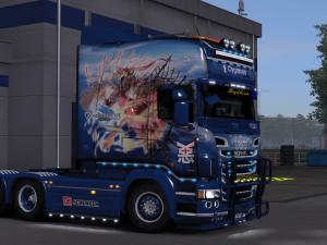 Мод Скин «GranBlue Fantasy» для Scania R & Streamline RJL v1.0 для Euro Truck Simulator 2 (v1.28.x)