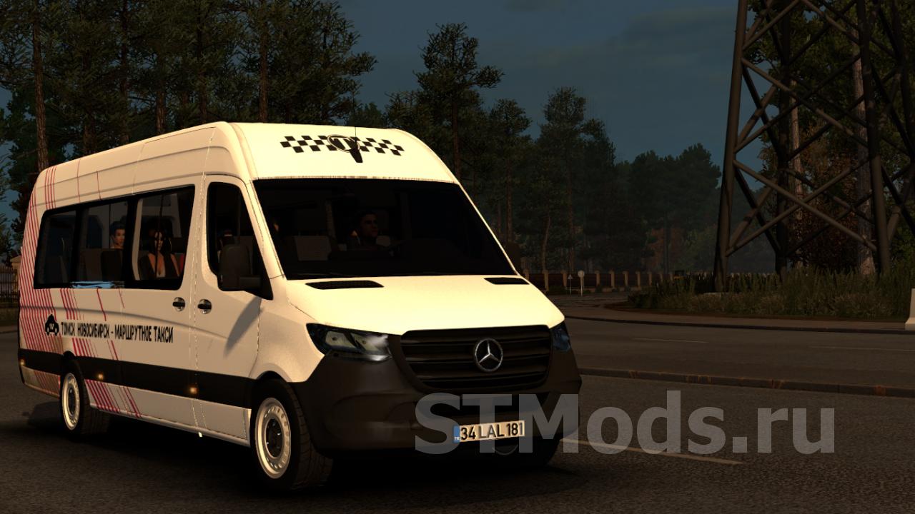 Скачать мод Скин «Маршрутное такси» для Mercedes Benz Sprinter 2019 v1.0  для Euro Truck Simulator 2 (v1.35.x, - 1.37.x)