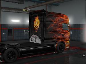 Мод Скин Огненный для Scania (RJL) версия 1.0 для Euro Truck Simulator 2 (v1.28.x)