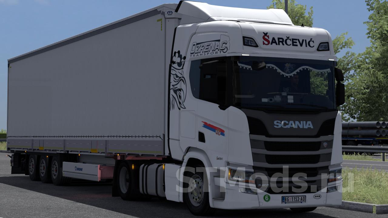 Скачать мод Скин Ozrenac transport для Scania R 2016 версия 1.0 для Euro  Truck Simulator 2 (v1.36.x)