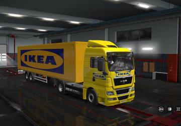 Мод Скин пак «Ikea» для  Man TGS и стандартных прицепов v1.1 для Euro Truck Simulator 2 (v1.34.x, 1.35.x)