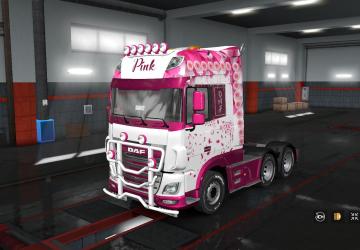Мод Скин «Pink» + Бонус для DAF XF Euro 6 версия 1.0 для Euro Truck Simulator 2 (v1.32.x, - 1.35.x)
