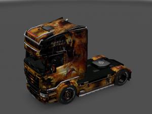 Мод Скин Призрачный гонщик для Scania RS RJL версия 2.1 для Euro Truck Simulator 2 (v1.27)